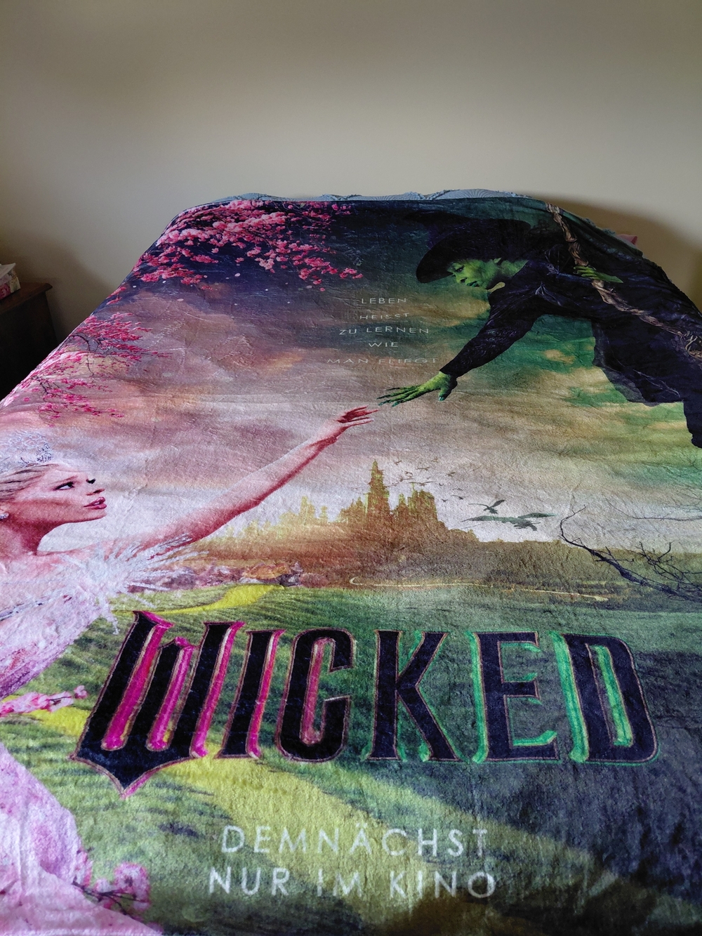 Wicked Graphic Plush Bedding Blanket - Green, Pink, Black Fits Nicely on F or Q